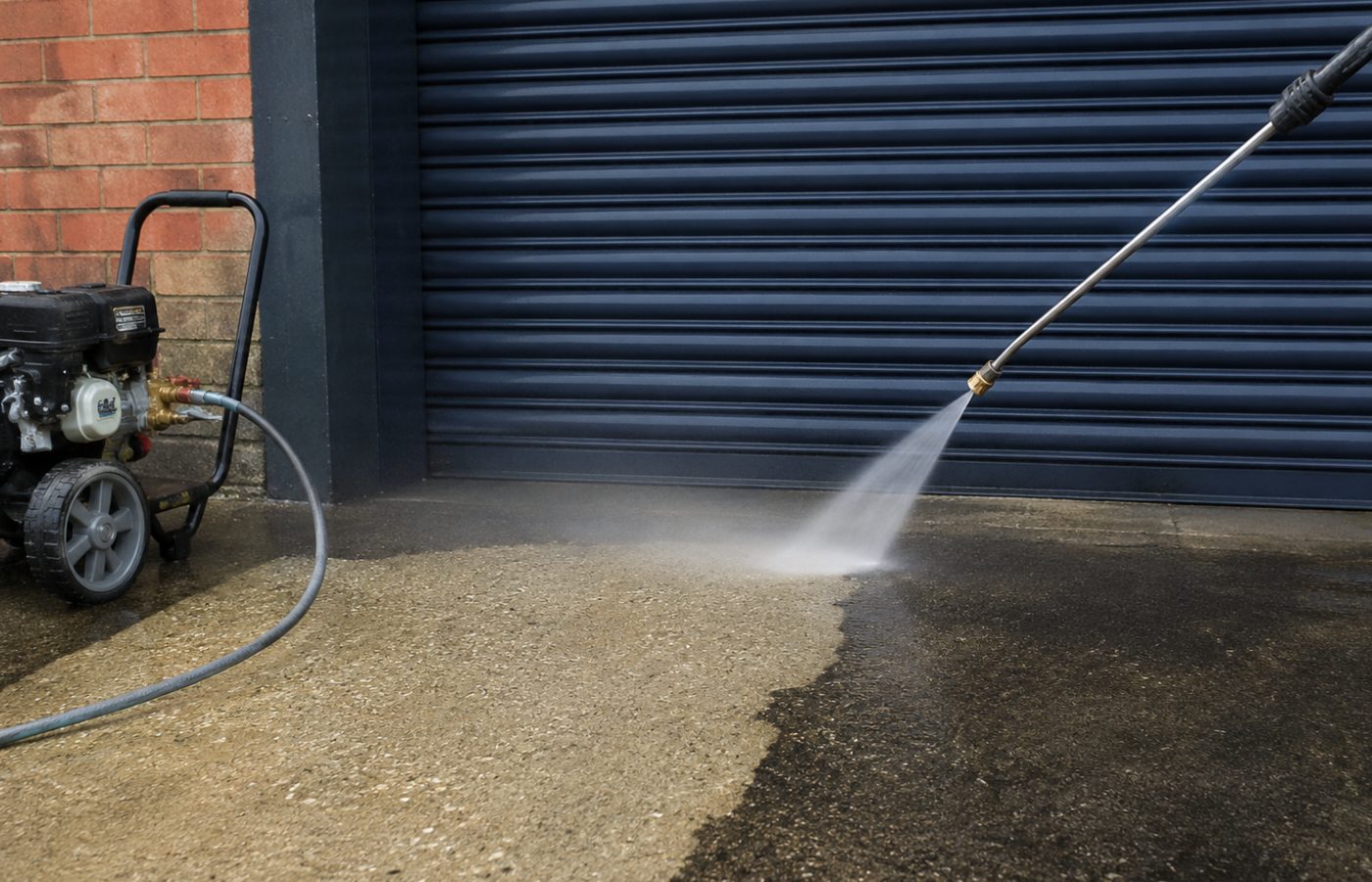 Forecourt jet washing at Trade Mastermind HQ