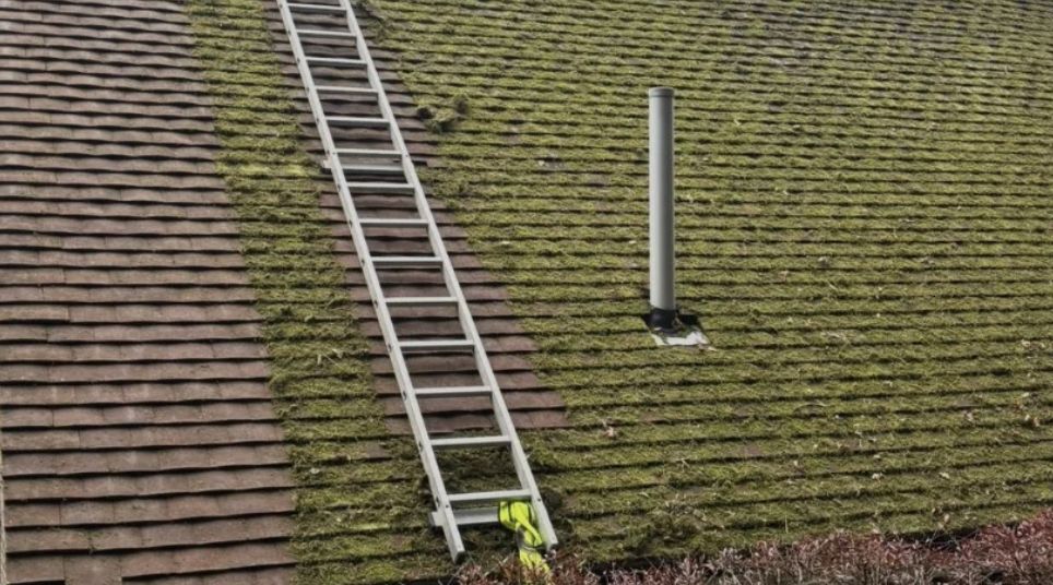 Ladder access for a roof treatment
